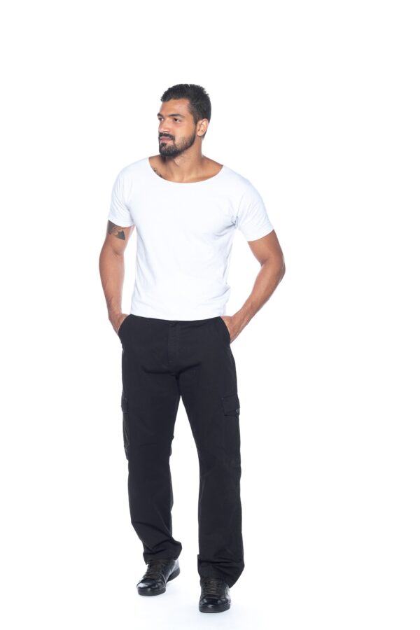 Calça Cargo Macaw Sarja 7657 Preta