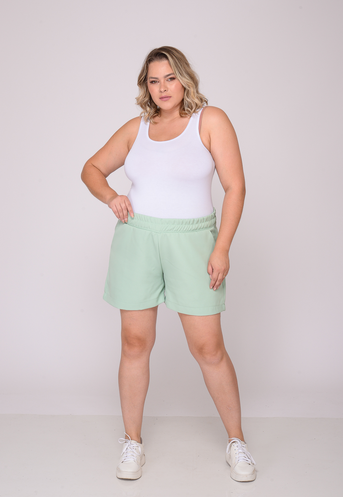 Shorts Feminino Plus Size 7945 Verde Agua