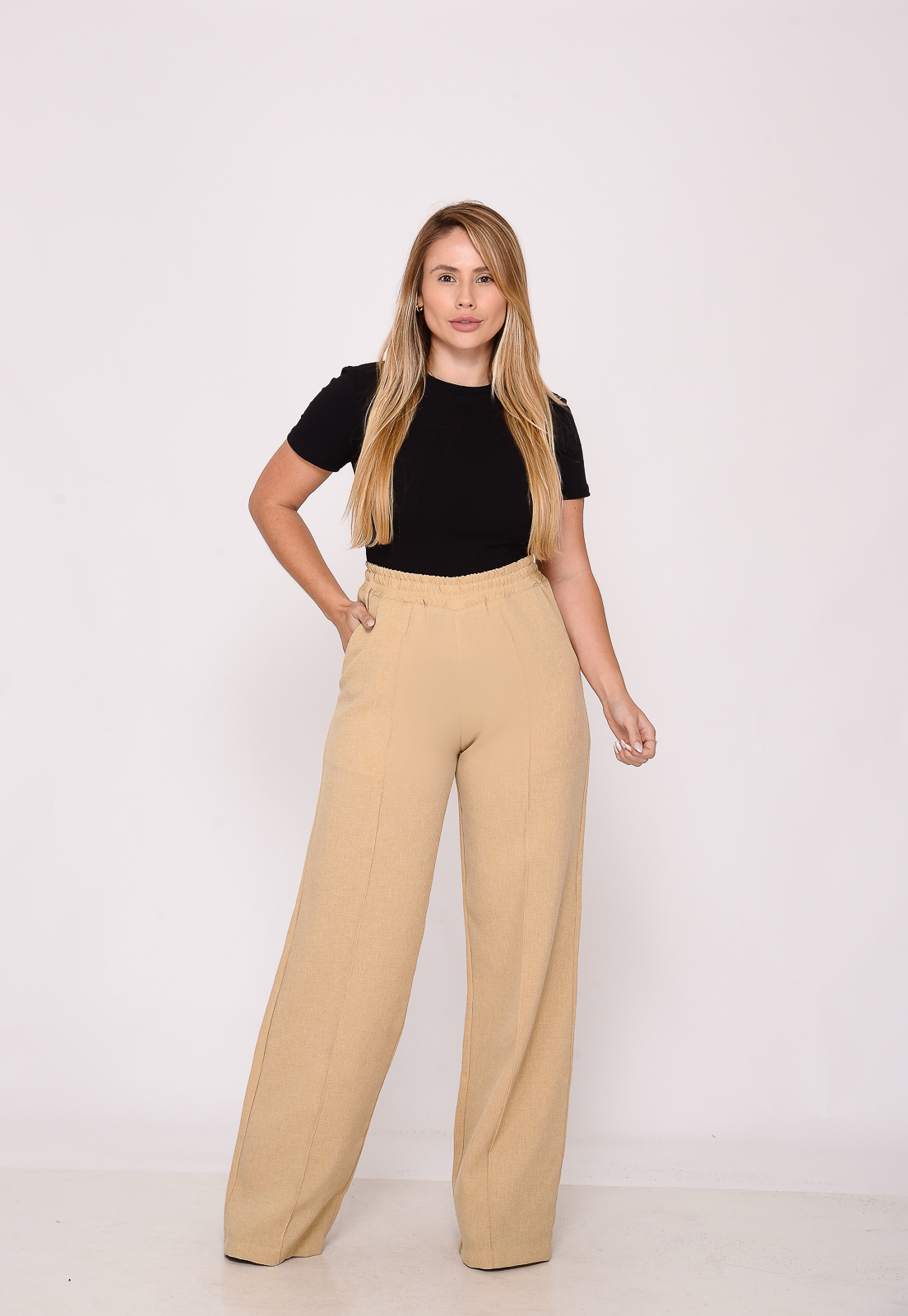 Calça Elástico Feminina 7941 Areia