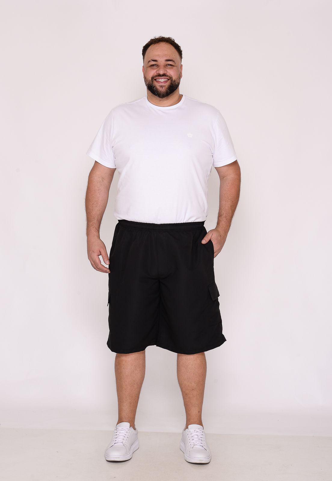 Bermuda Masculina Nylon Extra Plus Size 7955 Preto