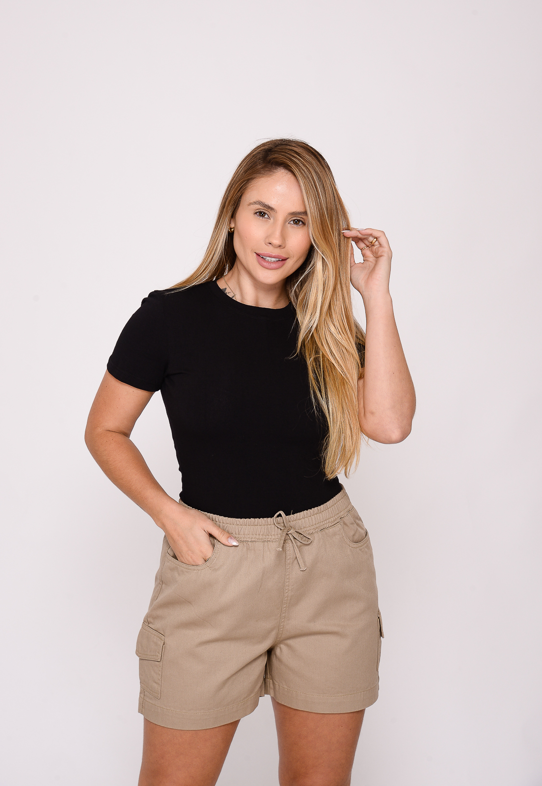 Shorts Cargo Feminino Bege Escuro Ref 7947