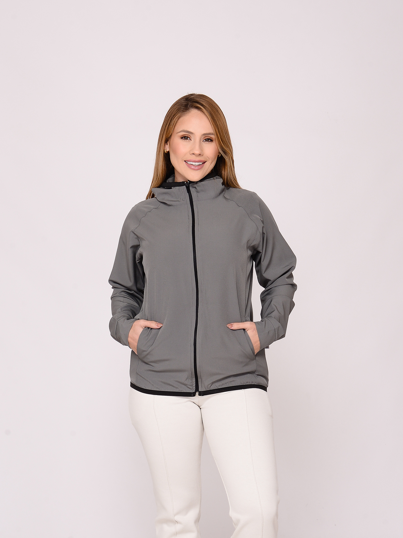 Jaqueta Feminina Corta Vento 7957 Cinza