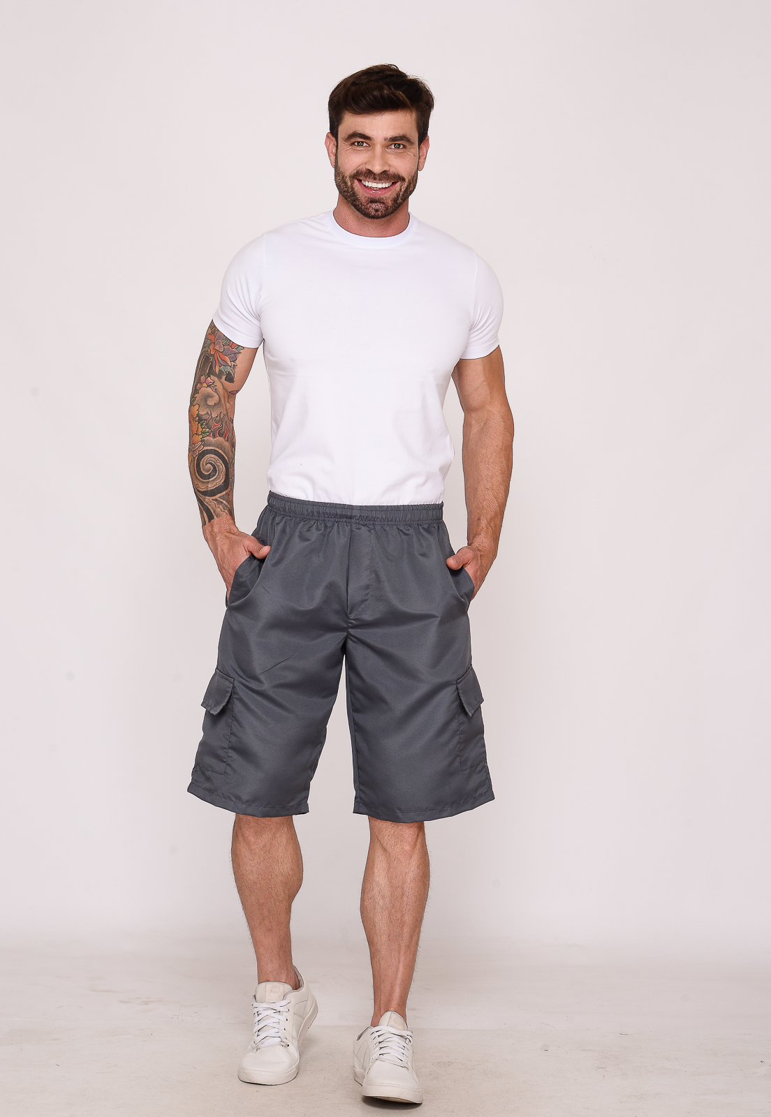 Bermuda Masculina Cargo Nylon Chumbo 7658