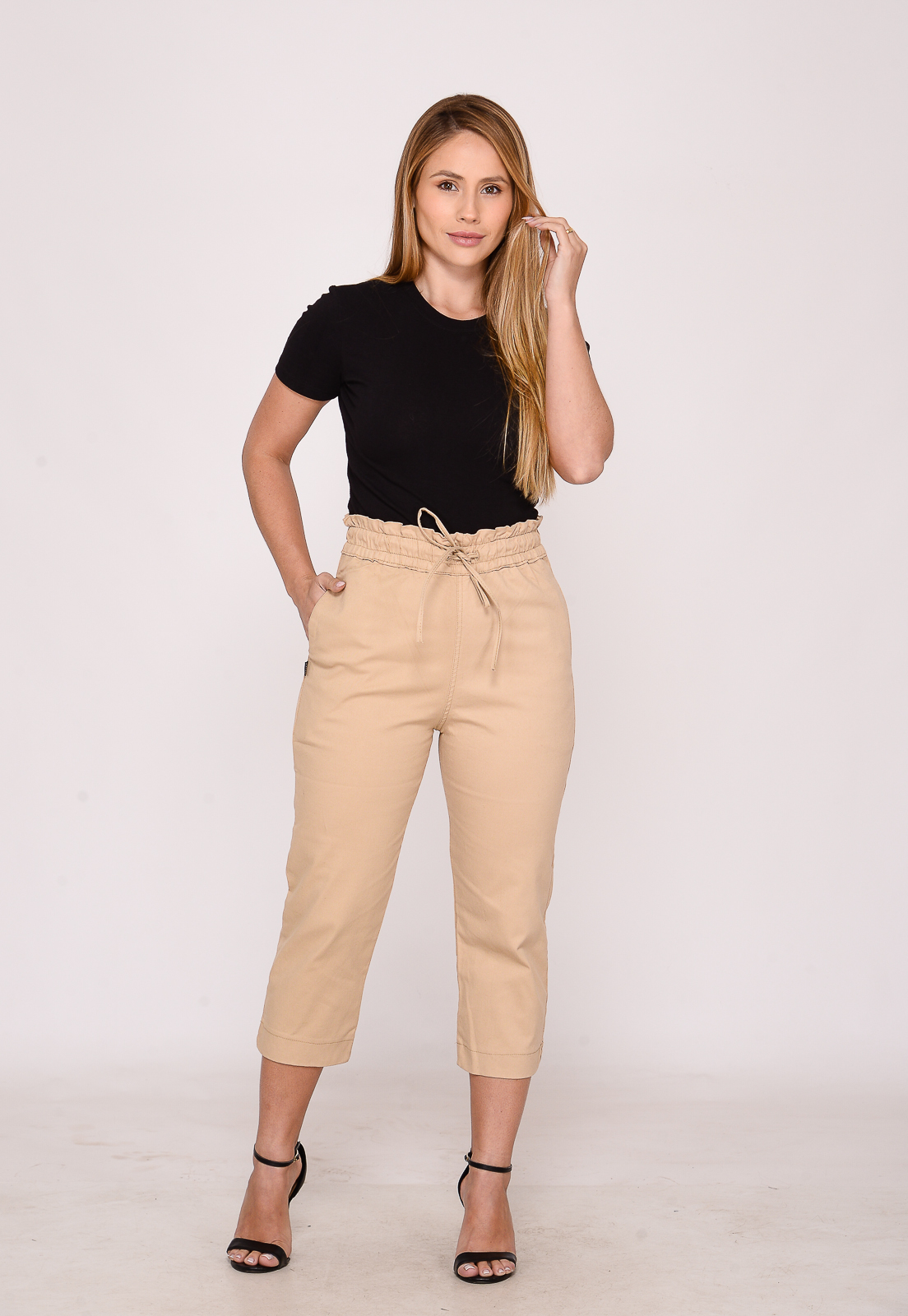 Calça Capri Feminina Bege 7966