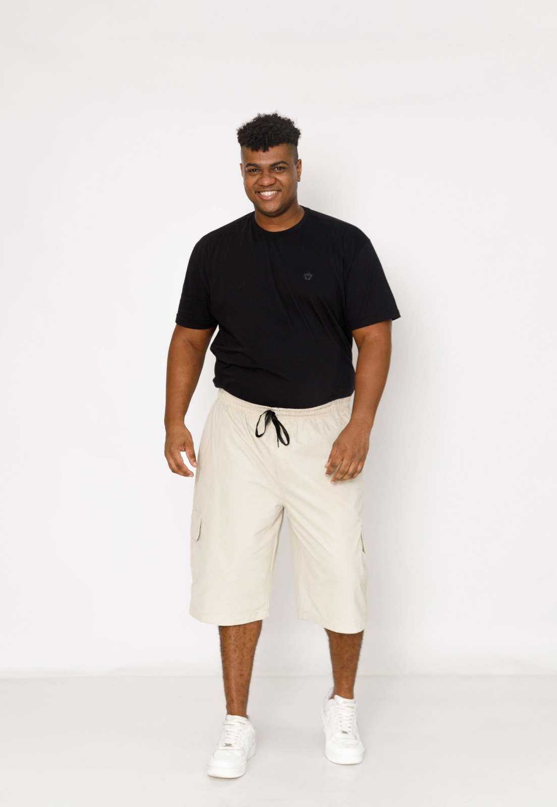 Bermuda Macaw 7976 Bege Elástico Plus Size Sarja