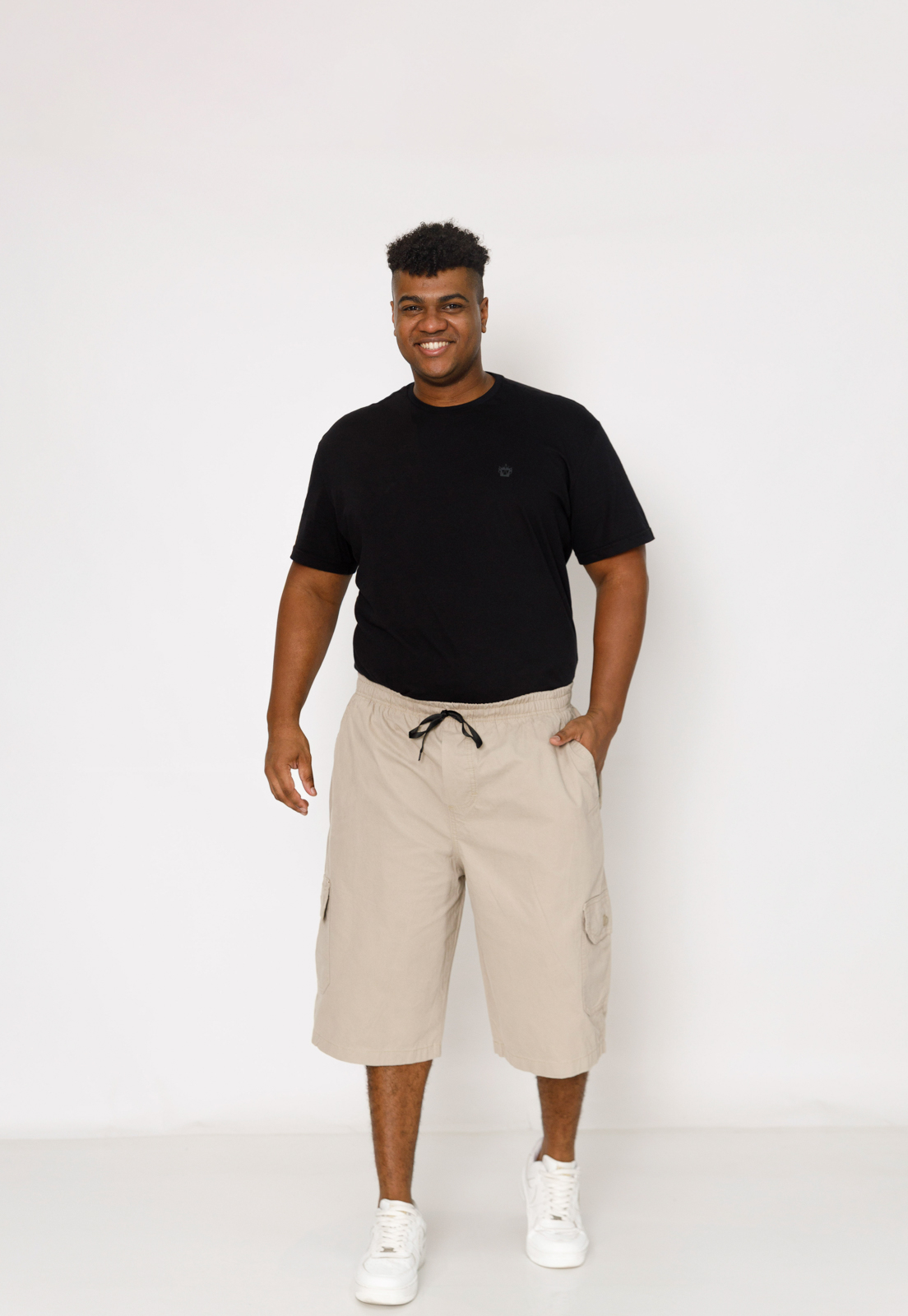 Bermuda Masculina Sarja Plus Size 7975 Bege Escuro