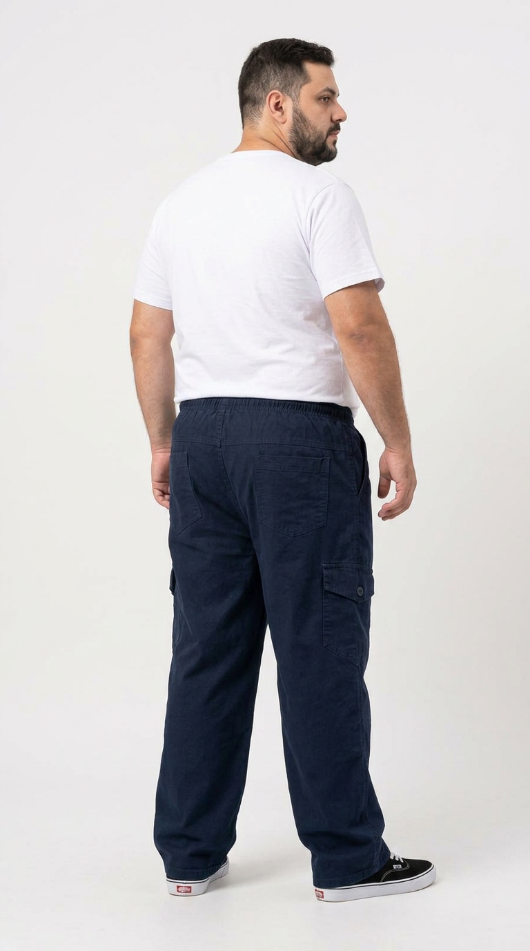 Calça Macaw 7806 Azul Marinho Plus Size Sarja - Imagem 2