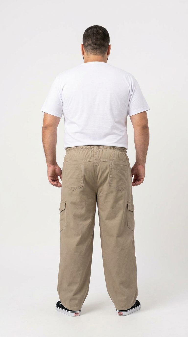 Calça Macaw 7806 Bege Escuro Plus Size Sarja - Imagem 4