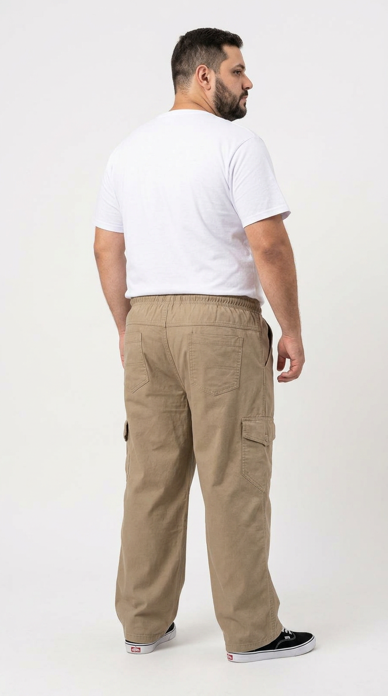 Calça Macaw 7806 Bege Escuro Plus Size Sarja - Imagem 2