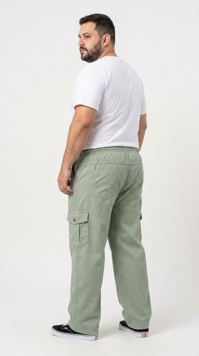 Calça Macaw 7806 Verde Claro Plus Size Sarja