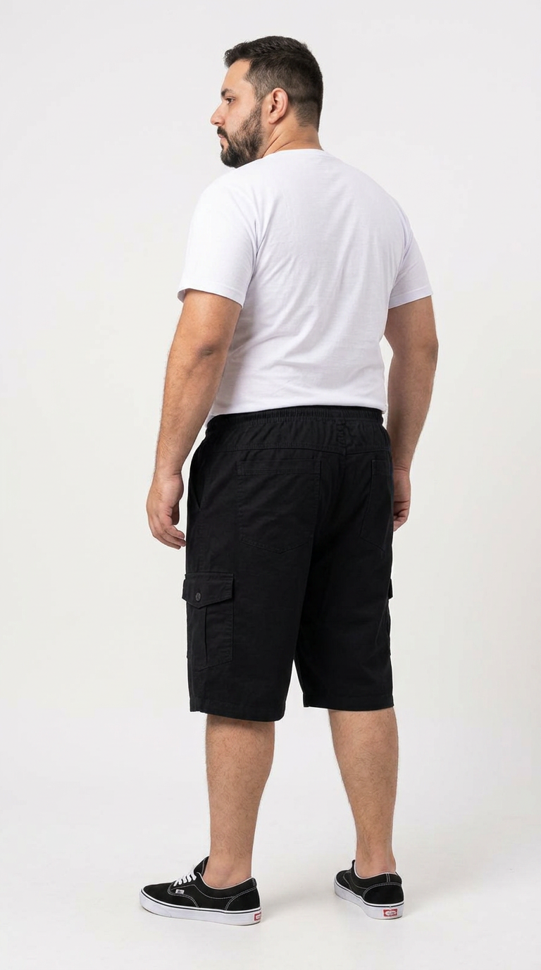 Bermuda Macaw 7907 Preto Plus Size Sarja